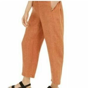 NWT Eileen Fisher Cinnamon Linen Delave Lantern Ankle Pant Size S